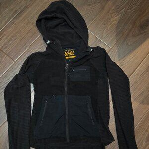 Desert Wild Women's XS Castleton Grid Hoodie Full Zip Jacket Black